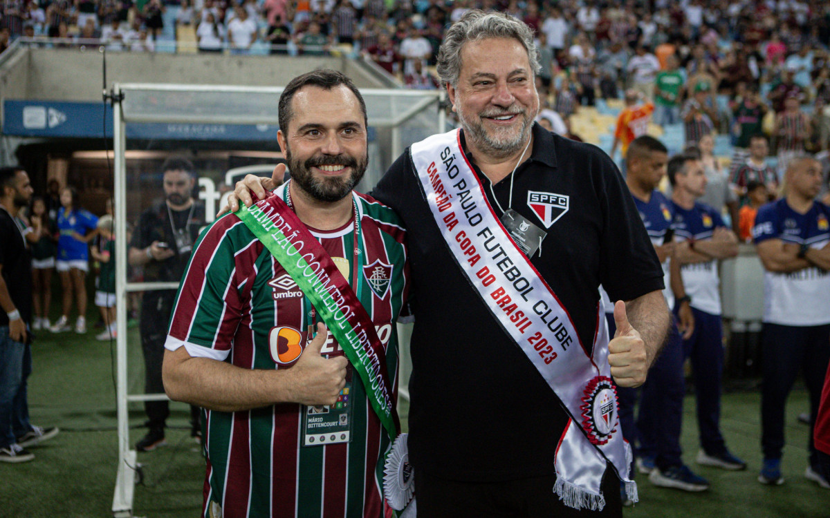 Mário Bittencourt, presidente do Fluminense, e Julio Casares, do São Paulo