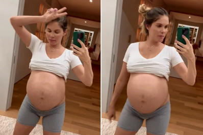 Bárbara Evans dança e exibe barrigão de oito meses de gravidez: 'Está apertando'