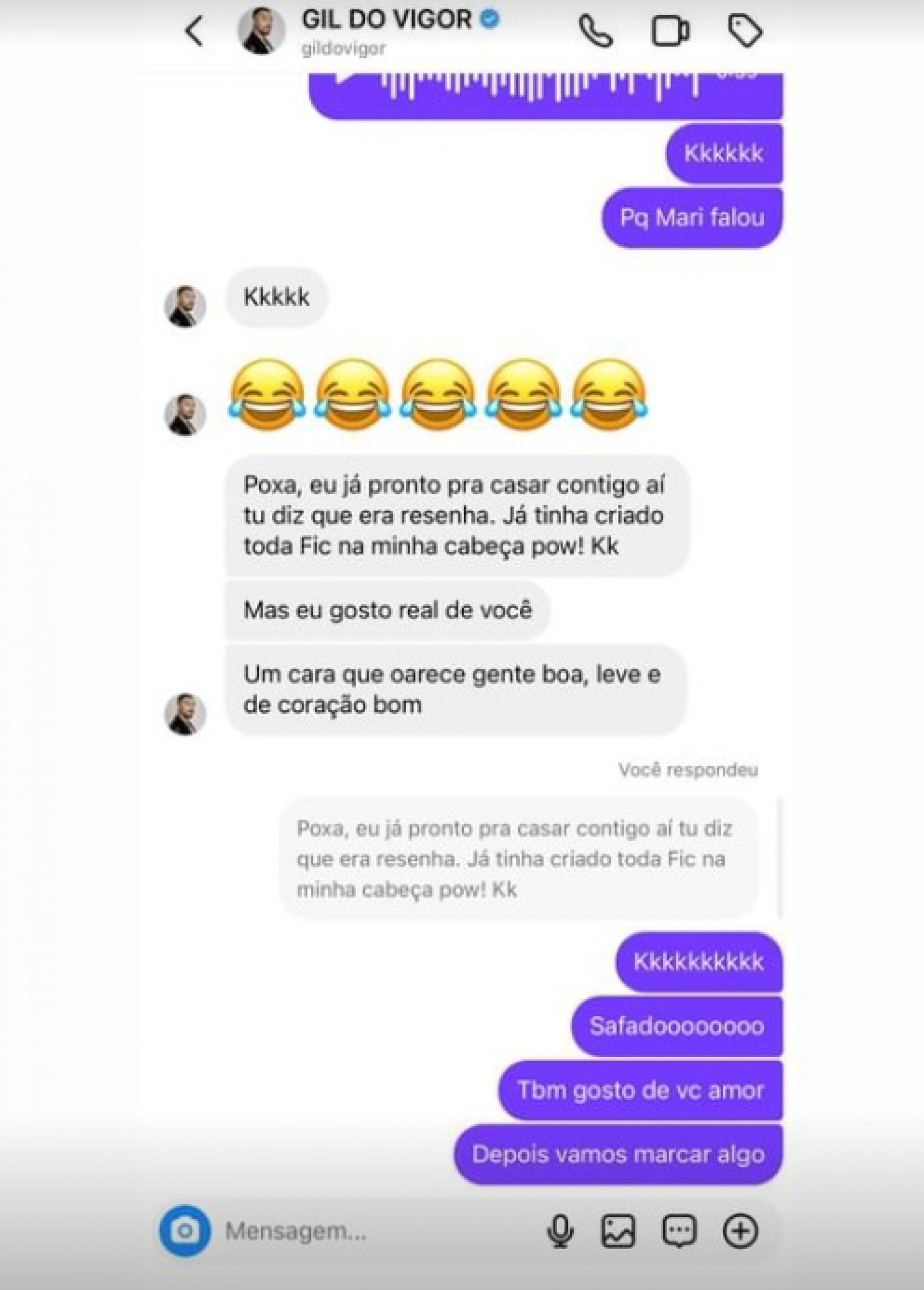 Nattanzinho mostra troca de mensagens com Gil do Vigor - Reprodução Internet