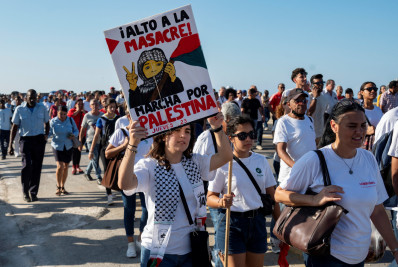 Presidente cubano lidera marcha pró-palestinos em Havana