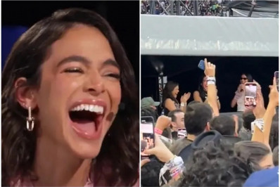Bruna Marquezine escuta coro de 'livramento' no show da cantora Taylor Swift