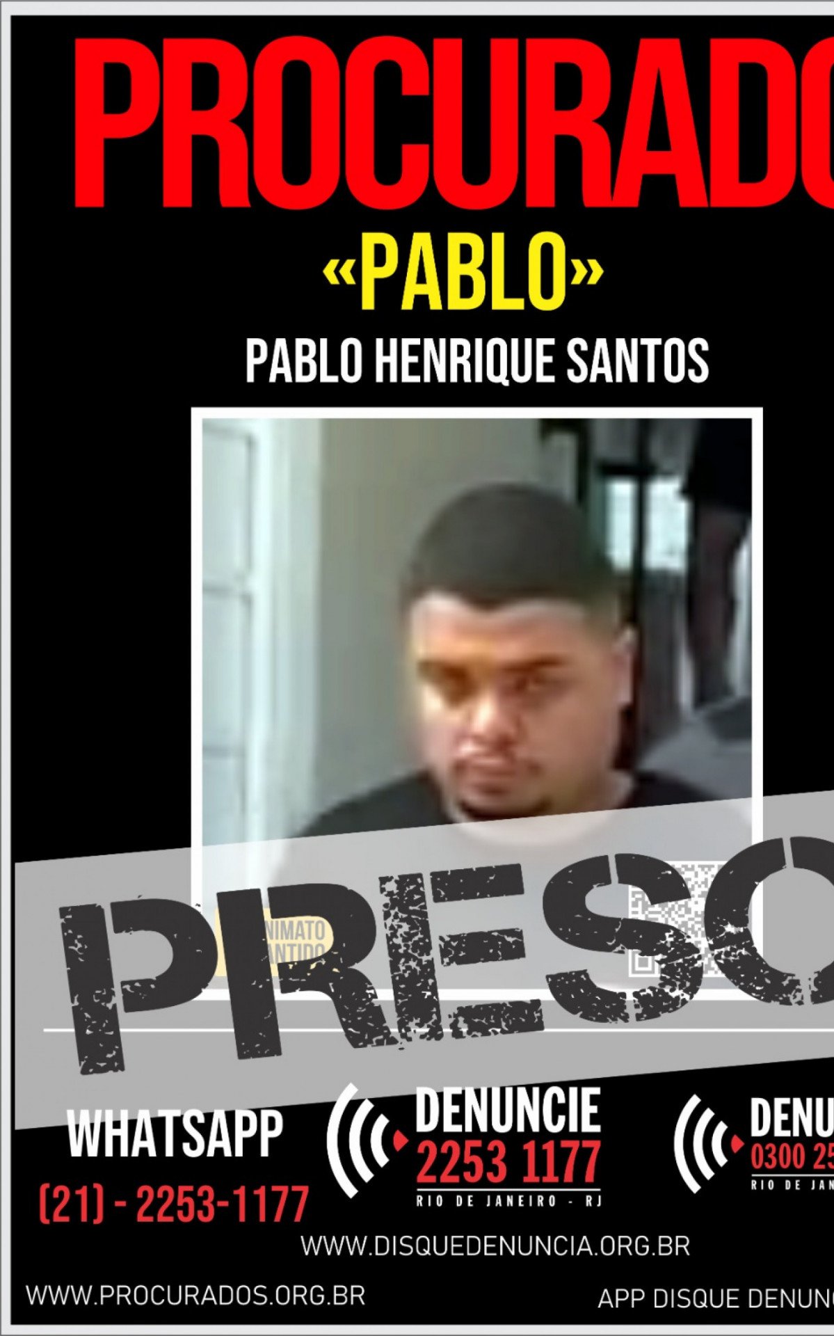 Pablo Henrique era considerado foragido da Justiça - Divulgação / Disque Denúncia 