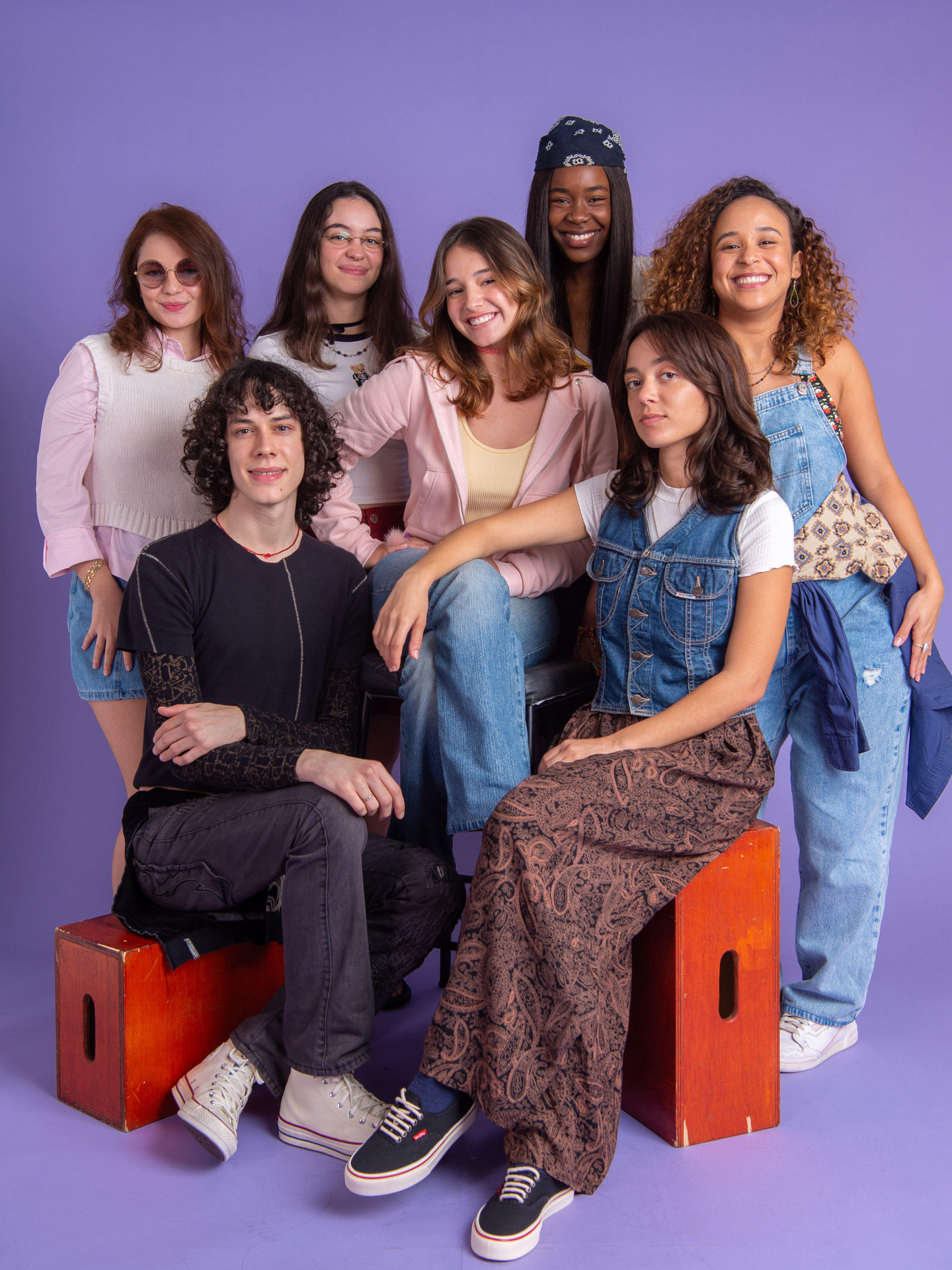Helena (Fernanda Lasevitch), Renê/Renée (Shi Menegat), Carol (Sabrina L'Astorina), Lara (Kiria Malheiros), Taís (Liza Del Dala), Natália (Jade Mascarenhas) e Adriana (Mari Oliveira) - Globo/Estevam Avellar