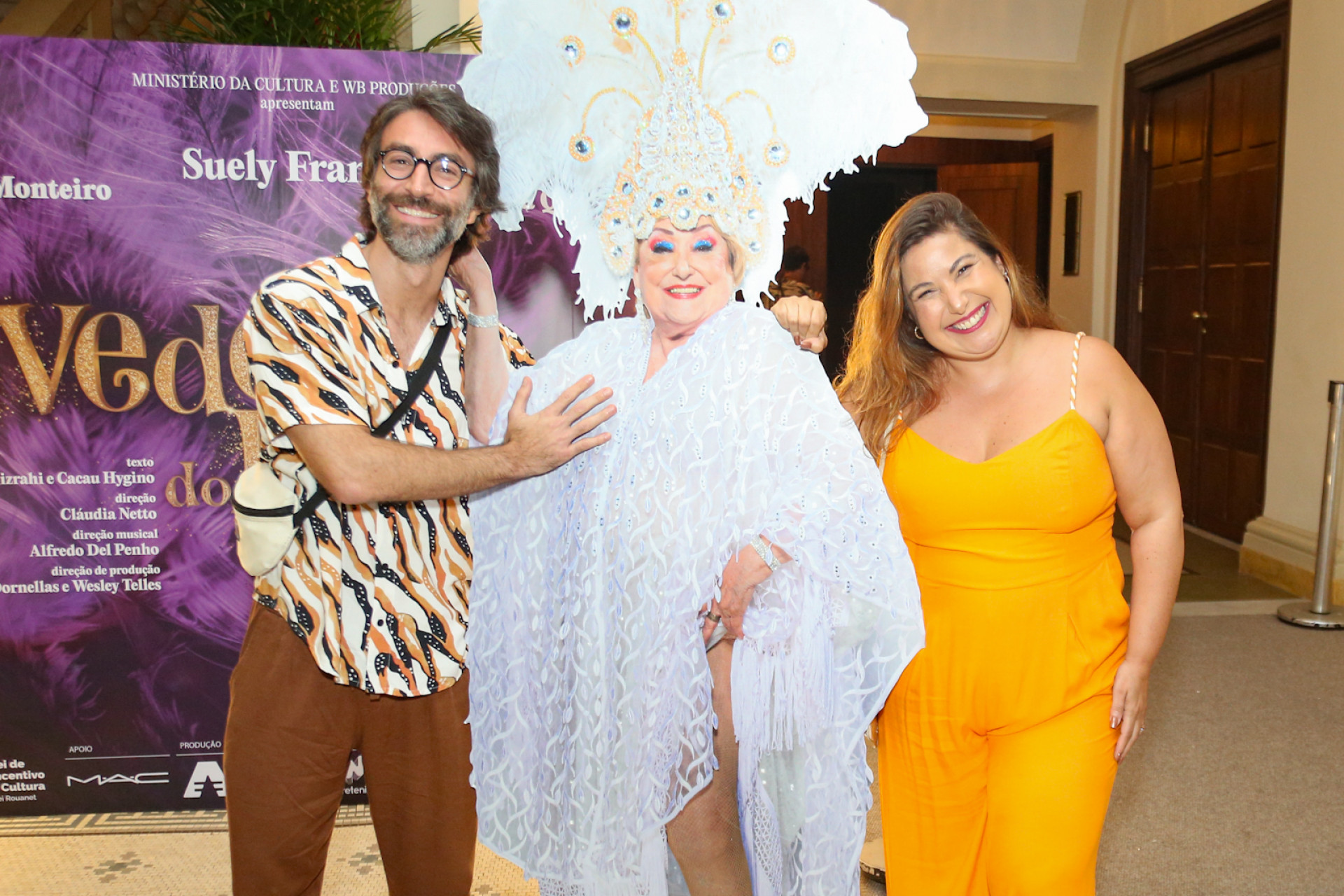 Rodrigo Pandolfo, Suely Franco e Mariana Xavier na estreia do musical 'A Vedete do Brasil' - Bento/ Agnews