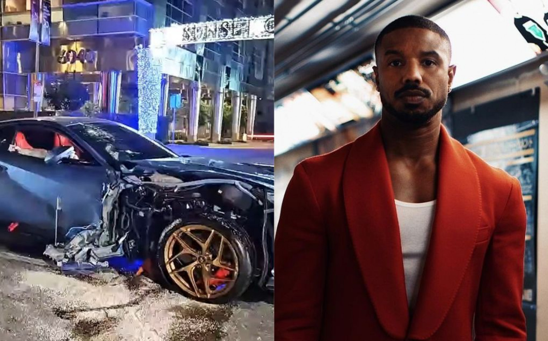 Michel B. Jordan se envolve em acidente com Ferrari - Reprodução Youtube / LA-OC.tv / Instagram