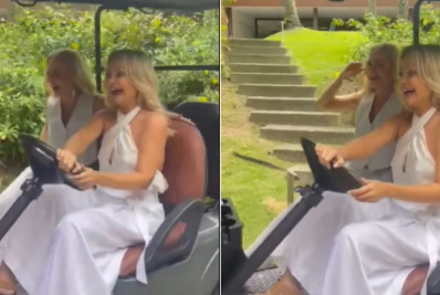 Com Angélica de carona, Eliana quase provoca acidente pilotando um carrinho