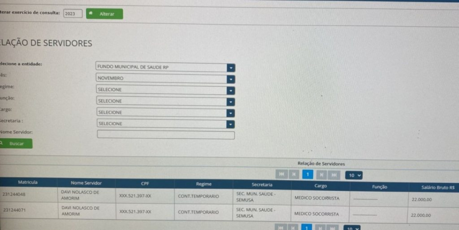 Folha de pagamento  - Rede social 