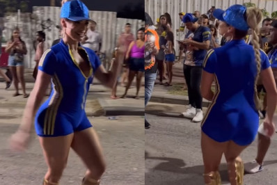 Vídeo! Lexa aposta em macacão coladinho para ensaio de rua da Unidos da Tijuca
