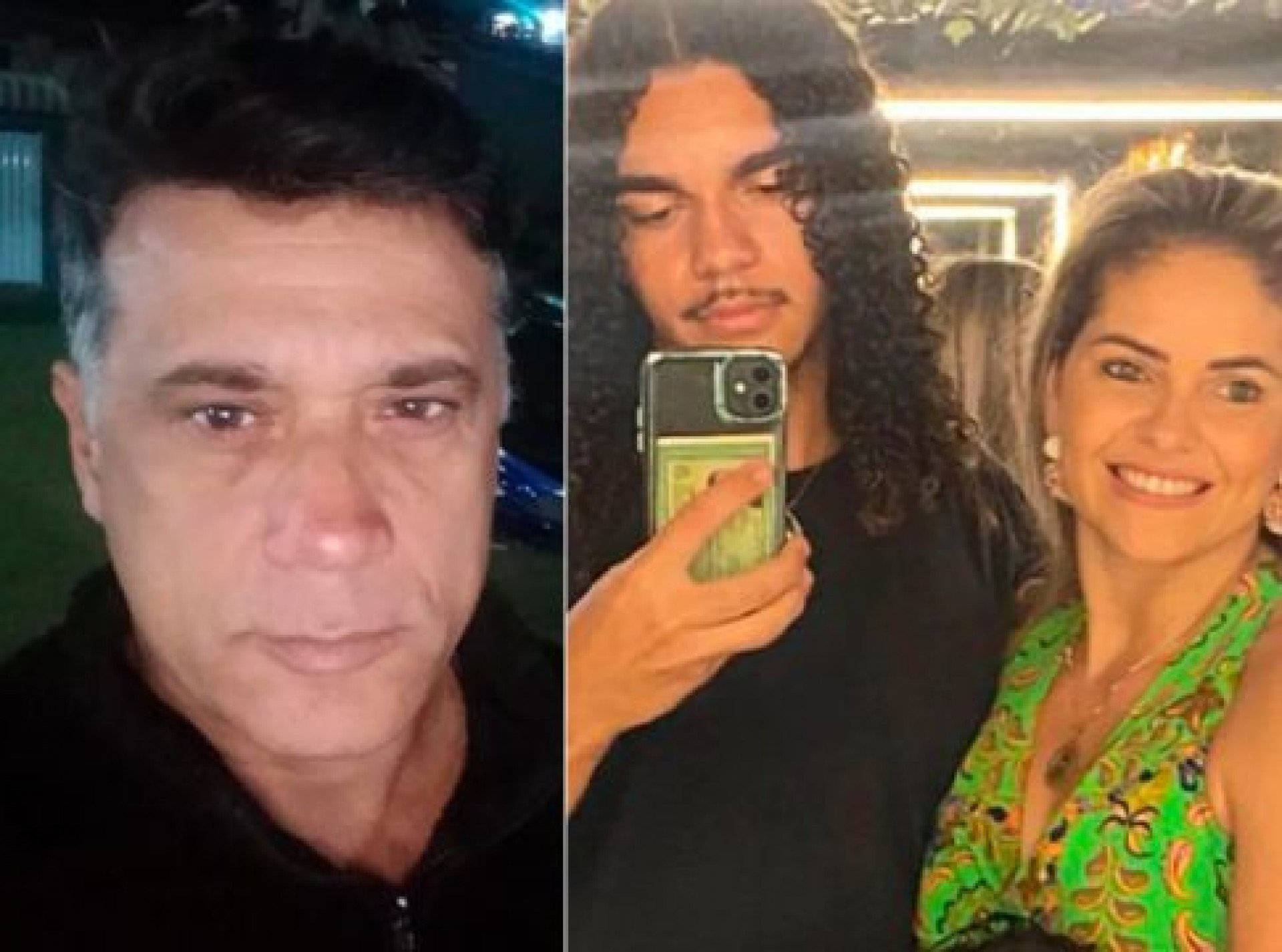 O suspeito, o enteado Gabriel Chagas Guimarães, de 17 anos e sua mãe Ana Paula Queiroz.  - Rede social 