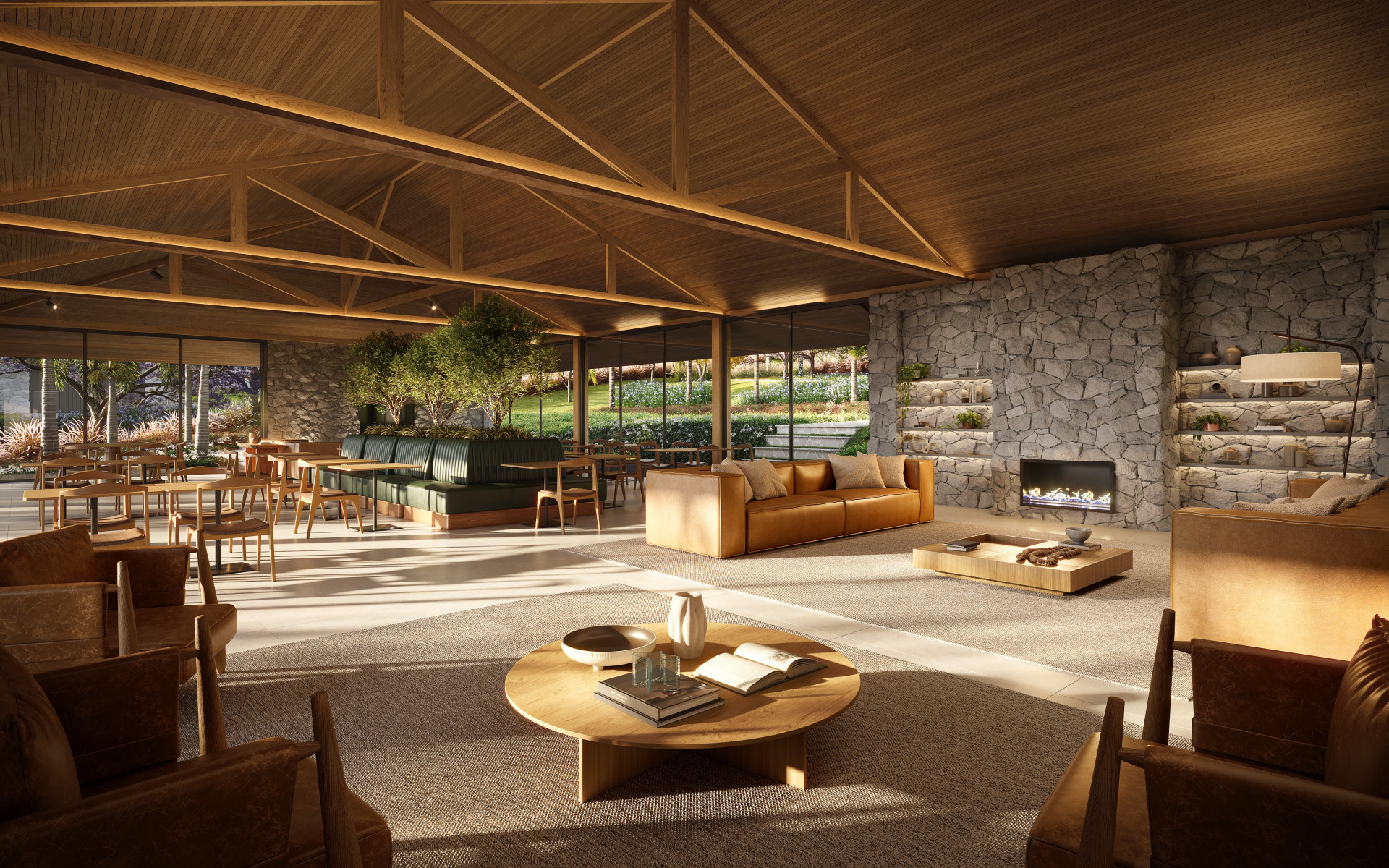 &Aacute;rea comum de empreendimento em Teres&oacute;polis que contar&aacute; com pain&eacute;is solares - Divulga&ccedil;&atilde;o