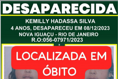 Polícia localiza corpo de menina desaparecida na Baixada 