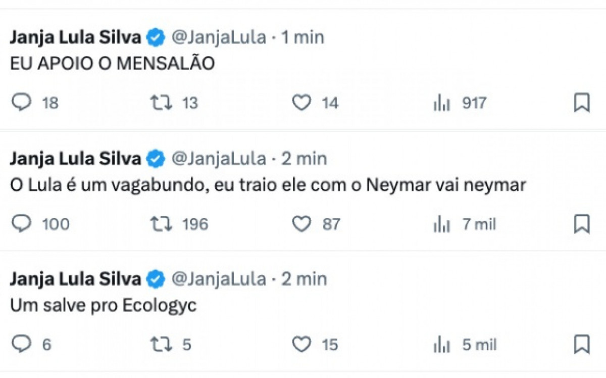 Perfil de Janja no X é hackeado e PF é acionada para investigar o caso