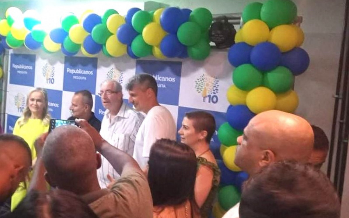 Deputada federal Daniela do Waguinho, prefeito Waguinho e ex-deputado federal Eduardo Cunha prestigiaram o presidente do diretório de Mesquita, Gelsinho Guerreiro (à direita) com a esposa Daniele Guerreiro
