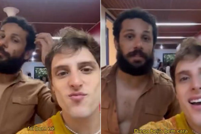 Amaury Lorenzo recebe elogio de Diego Martins após cena de beijo em Terra e Paixão: ‘Beija bem’