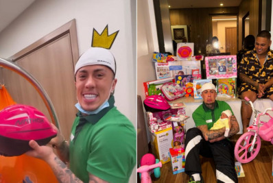 MC Daniel diverte web ao presentear afilhada recém-nascida com patins e bicicleta