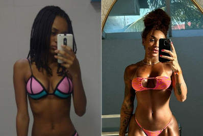 De biquíni, Patrícia Ramos registra antes e depois do corpo: 'Inspiração'
