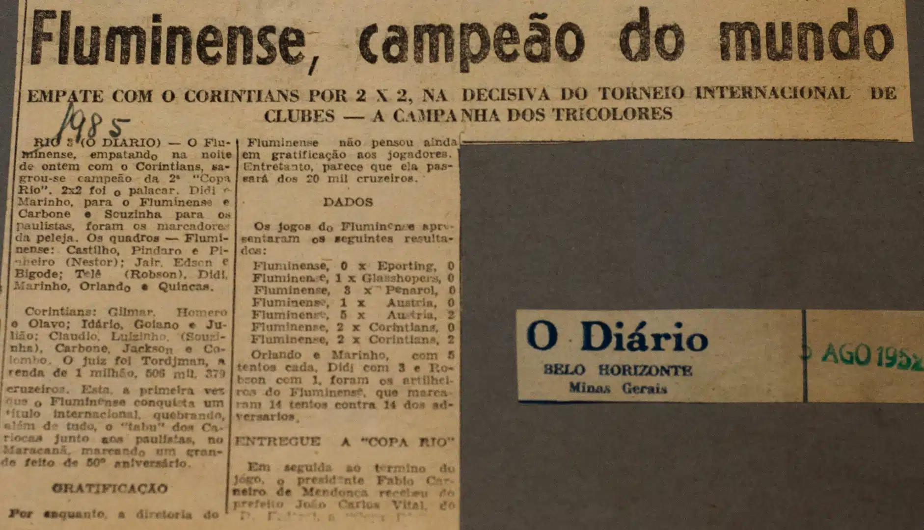 Fluminense Campeão Mundial - Copa Rio 1952 - Postal - 06 - Austria