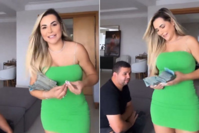 Deolane Bezerra presenteia funcionários de sua mansão com maços de dinheiro