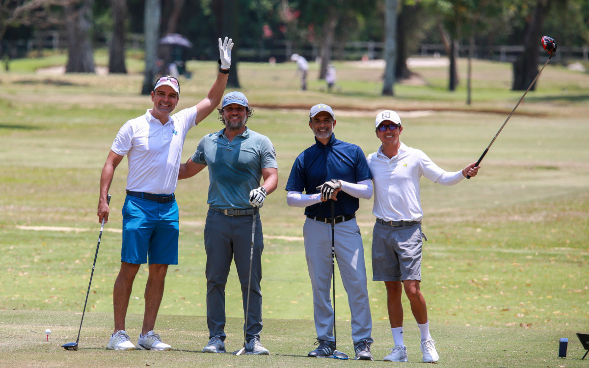 Marcos Pasquim, Rodrigo Lombardi e Tadeu Schmidt jogam golfe em clube no Rio