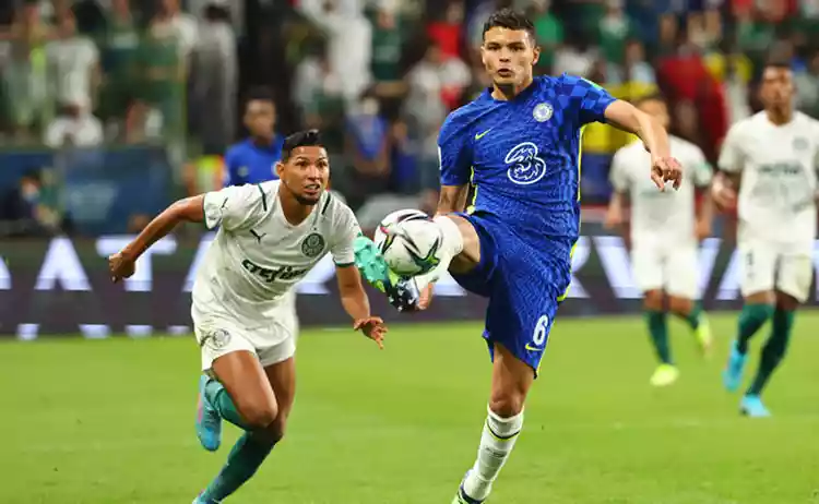 Palmeiras, de Rony, foi derrotado pelo Chelsea, de Thiago Silva, na prorroga&ccedil;&atilde;o da final de 2021 - AFP