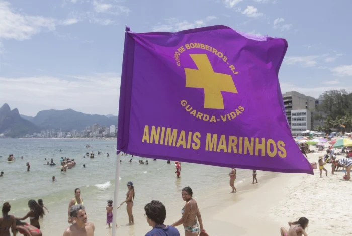 Bandeira roxa no Arpoador - Arquivo/Cléber Mendes