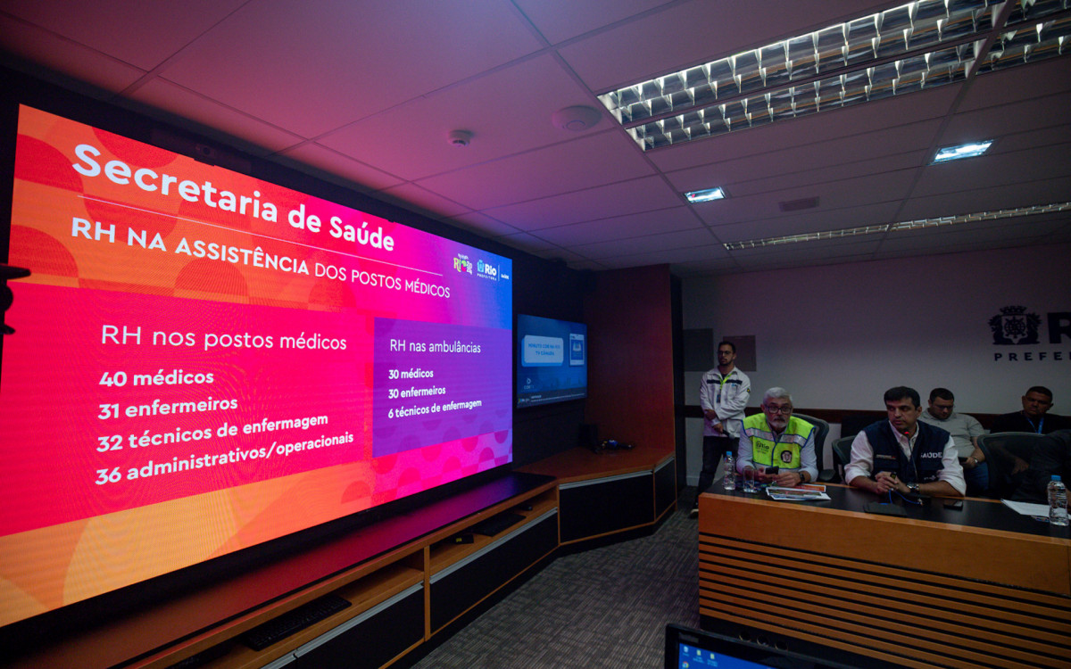 Coletiva da Prefeitura sobre o Réveillon na Sala de Crise do Centro de Operações Rio (COR), nesta terça-feira (26)