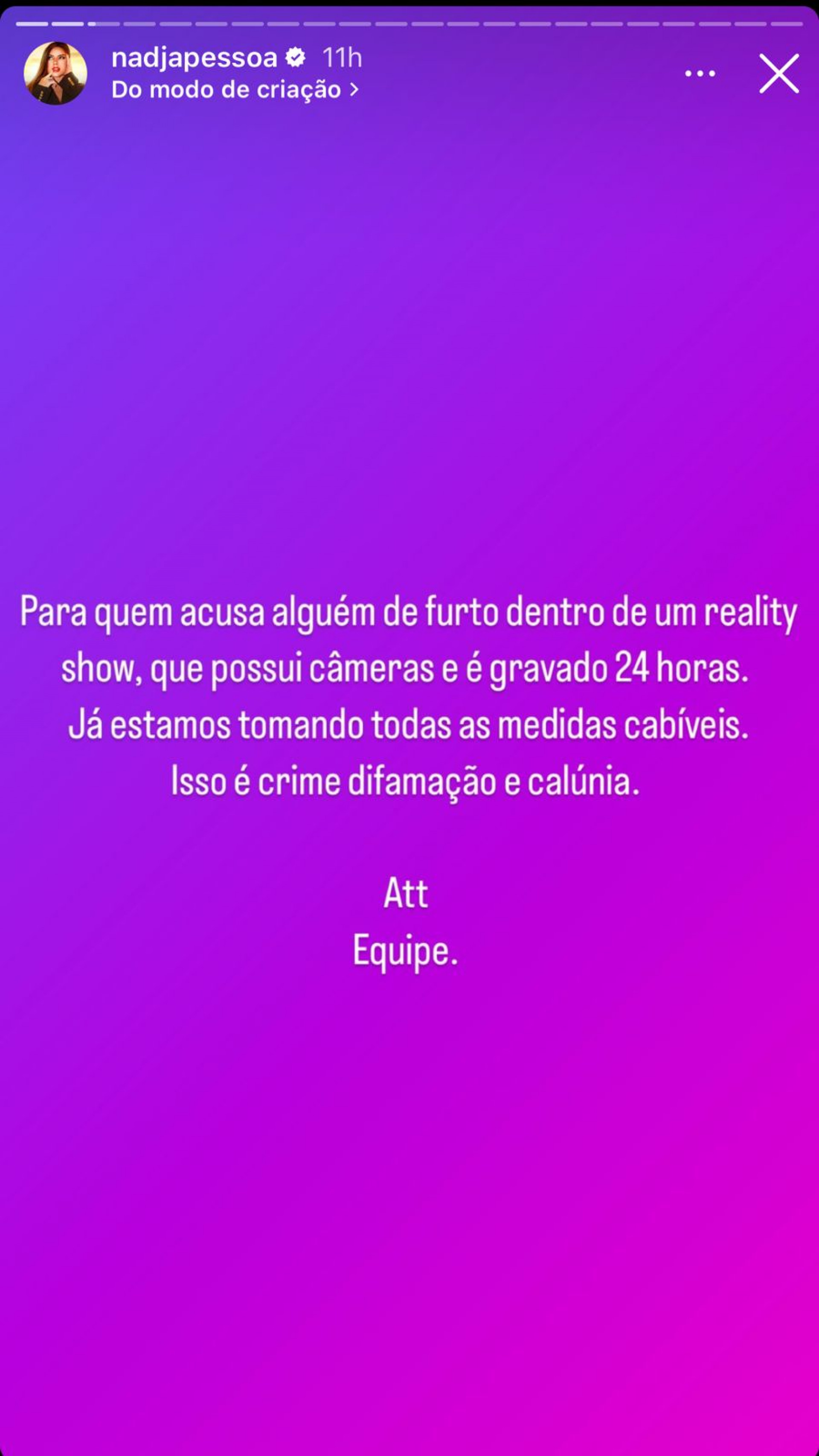 Nadja ameaçou processar Shayan após o ex-peão acusá-la de roubo - Reprodução / Instagram