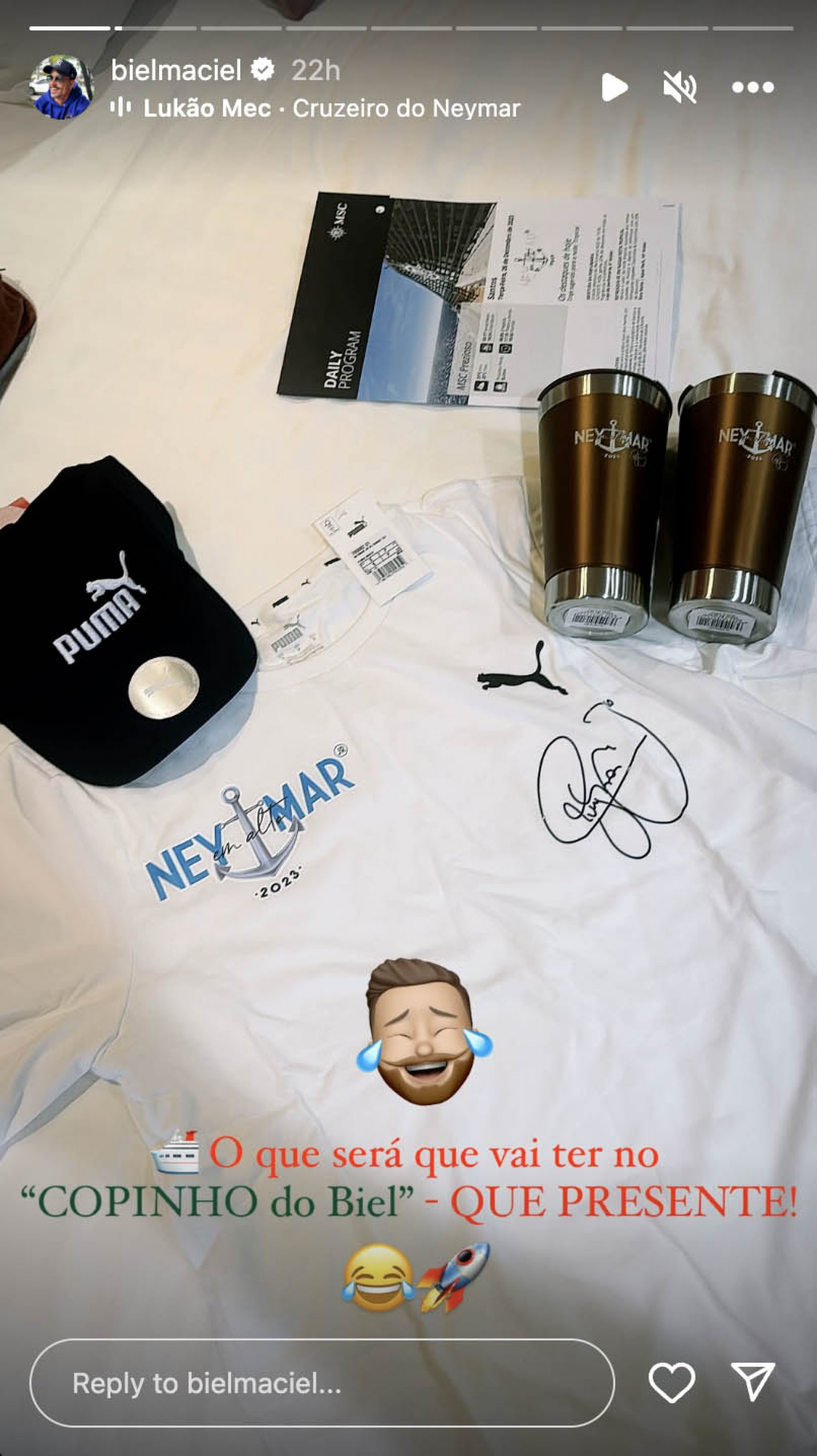 Influenciador Biel Maciel mostra mimos personalizados para convidados de Neymar - Reprodução / Instagram