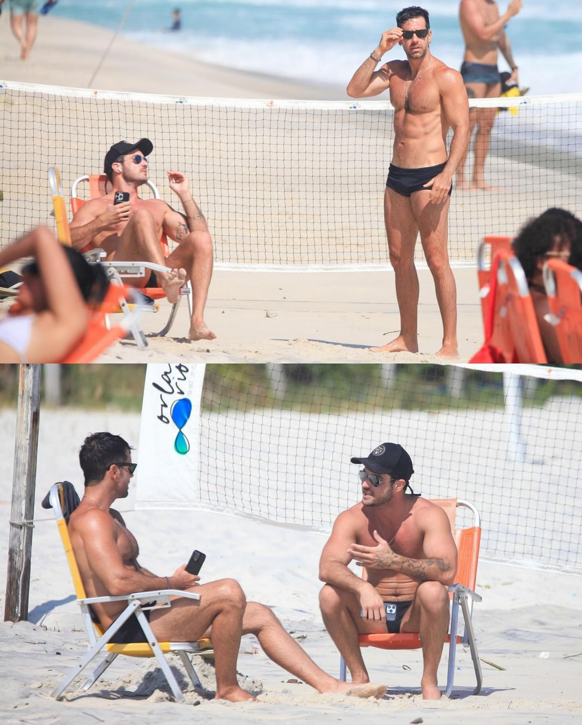 Marcos Pitombo curte praia com amigo - Fabricio Pioyani / AgNews