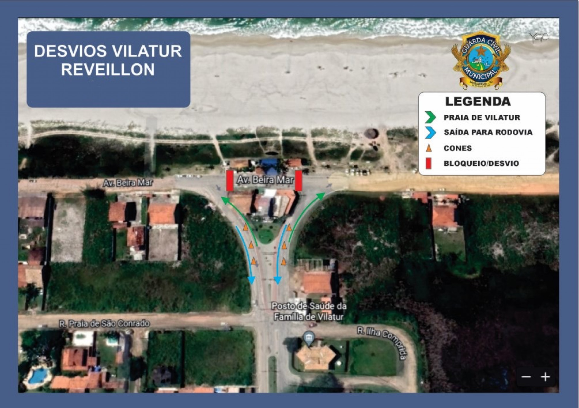 Desvios no trânsito do bairro de Vilatur para o Réveillon - Divulgação/Prefeitura de Saquarema