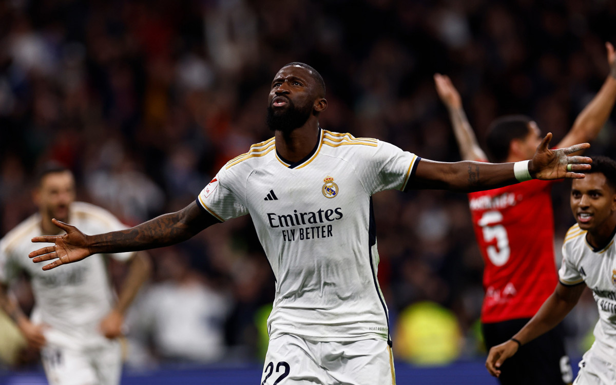 Rüdiger celebra gol marcado em vitória do Real Madrid - Foto: Divulgação / X @realmadrid