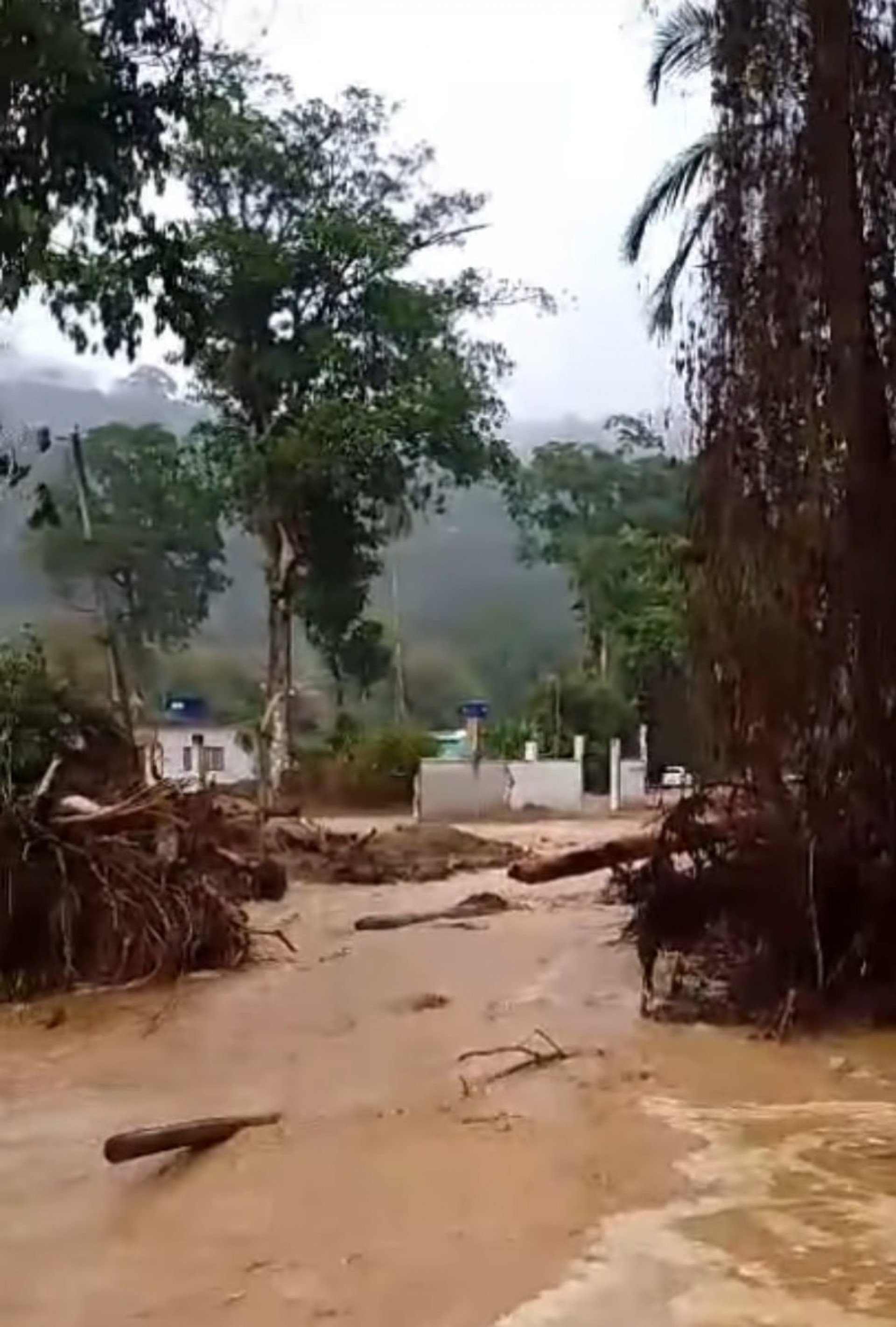Parte alta do bairro Bracuí ainda sendo recuperada com obras da prefeitura foi atingida novamente com a chuva de hoje(3) - Divulgação/reprodução rede social