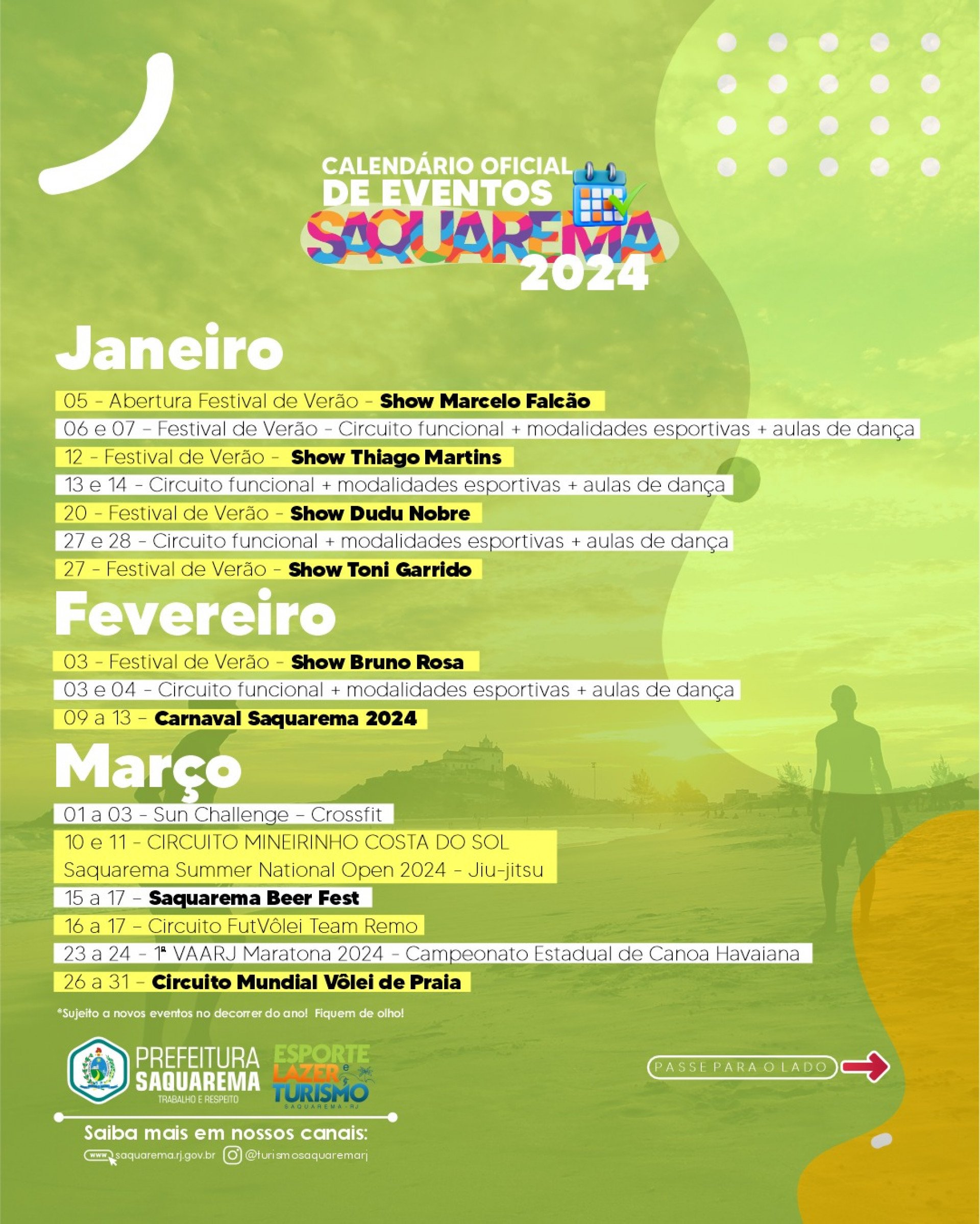 Prefeitura de Saquarema divulga calendário oficial de eventos para 2024