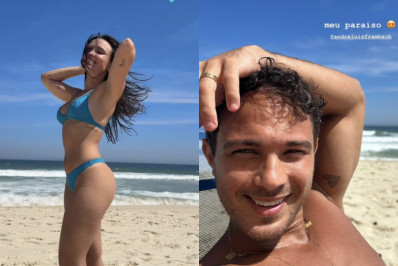 Larissa Manoela curte dia de praia com André Luiz Frambach e se declara: 'Meu paraíso'
