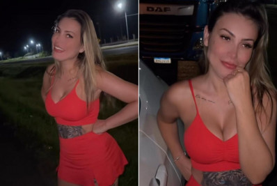 Presa em acidente de trânsito, Andressa Urach faz xixi no asfalto