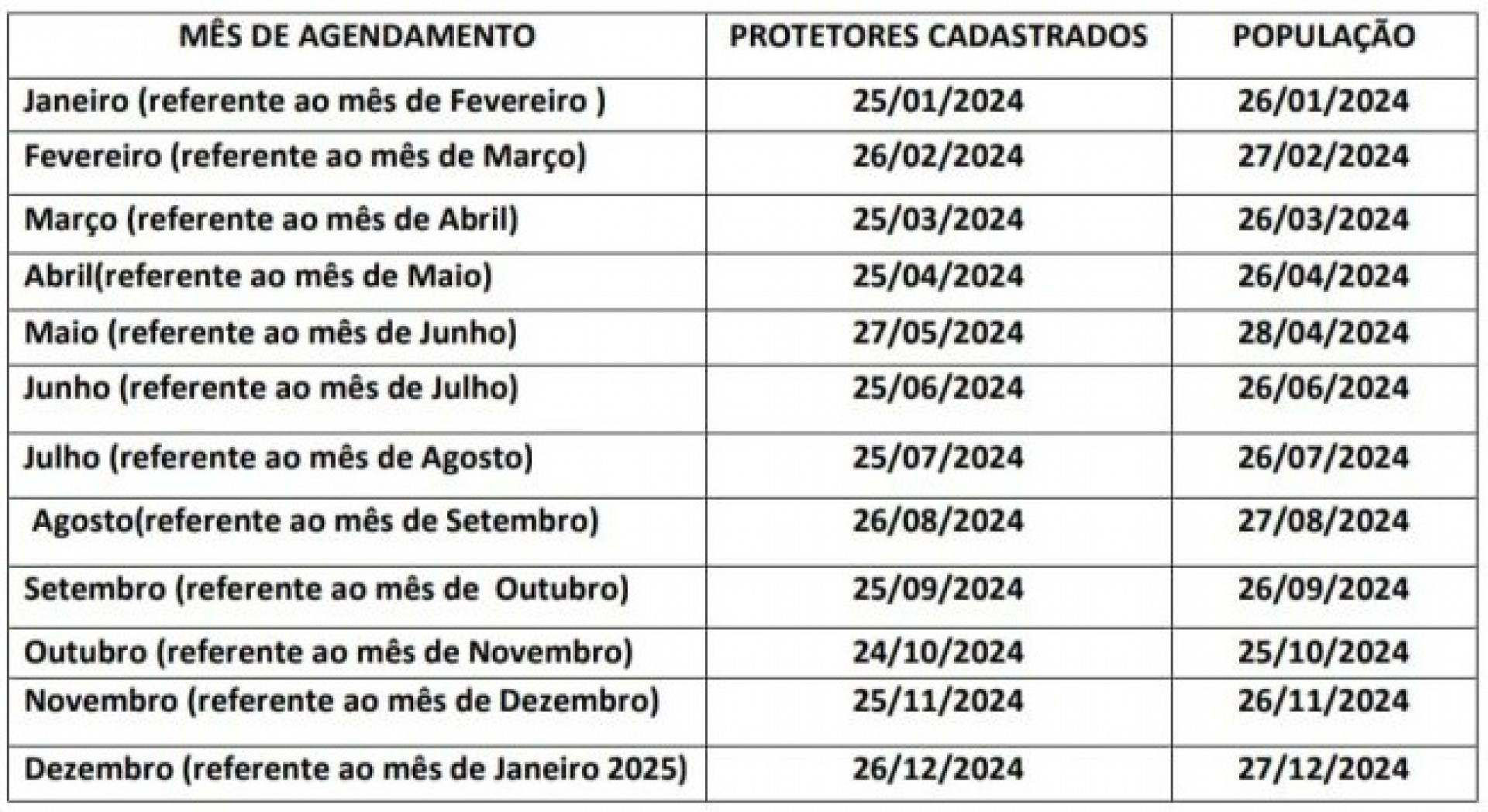Calendário anual do programa 'Bicho Rio' 2024 - Divulgação / Prefeitura do Rio