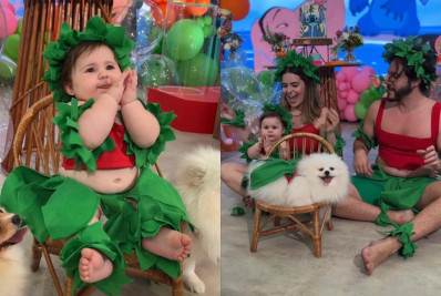 Viih Tube e Eliezer comemoram nove meses de Lua Di Felice com o tema 'Lilo & Stitch'