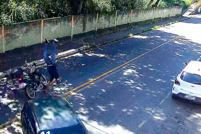 Câmeras flagram motorista fugindo sem prestar socorro após acidente em Volta Redonda