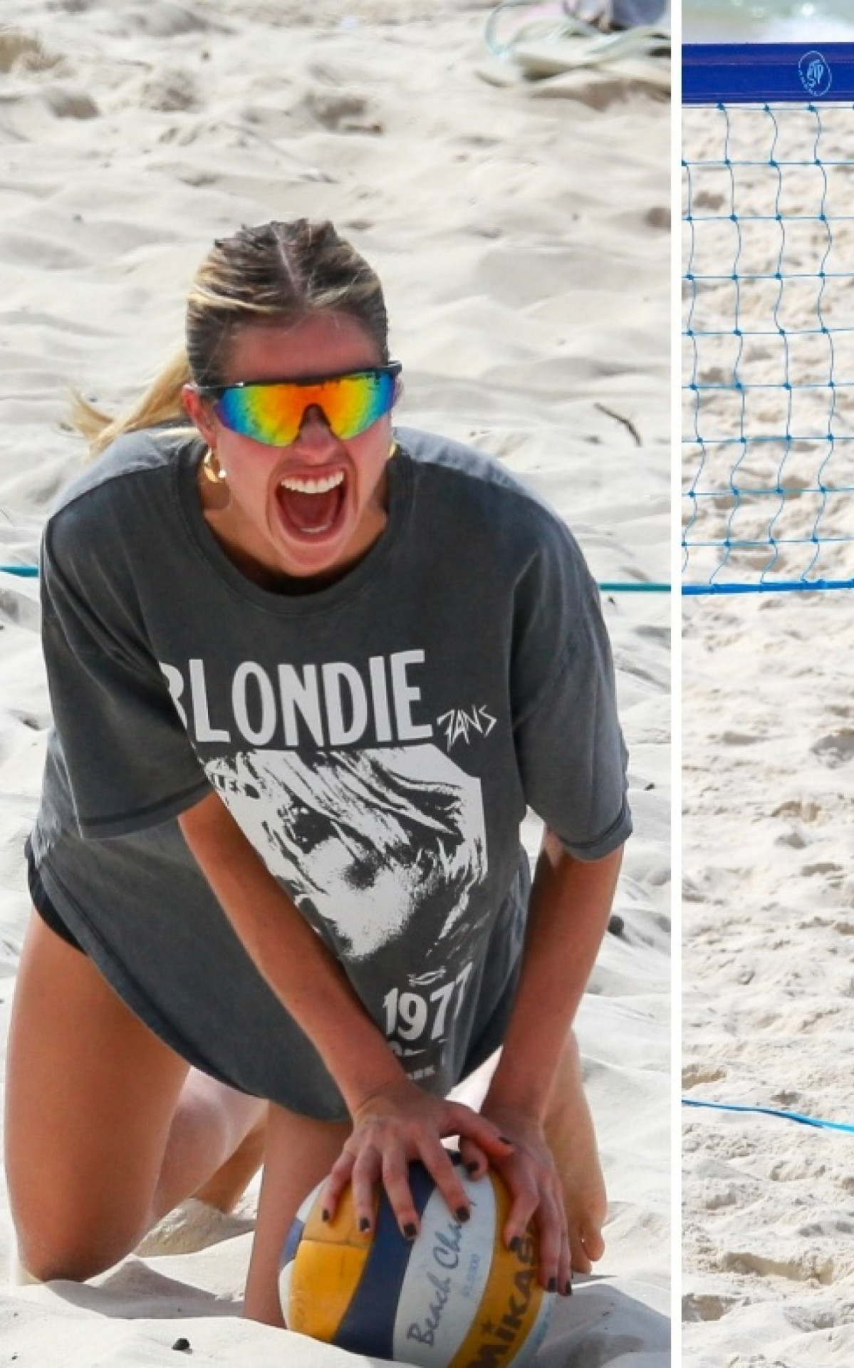 Agatha Moreira e Rodrigo Simas jogam vôlei em praia, no Rio