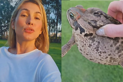 Lívia Andrade tira sapo da porta de casa e nega medo: 'Tem menos veneno que a língua do povo'