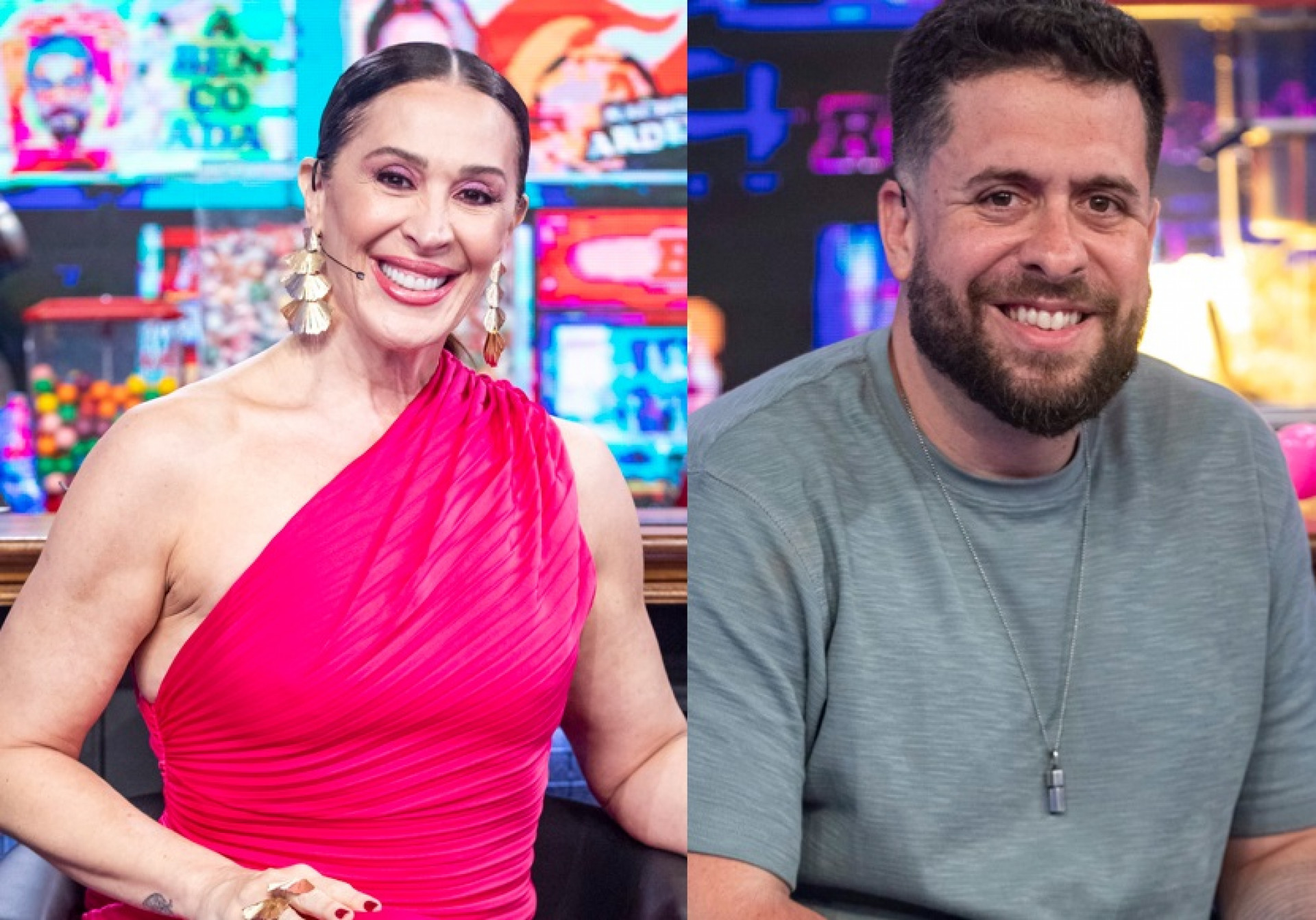 Claudia Raia e Mauricio Meirelles participam do 'Domingão' - Paulo Belote / TV Globo