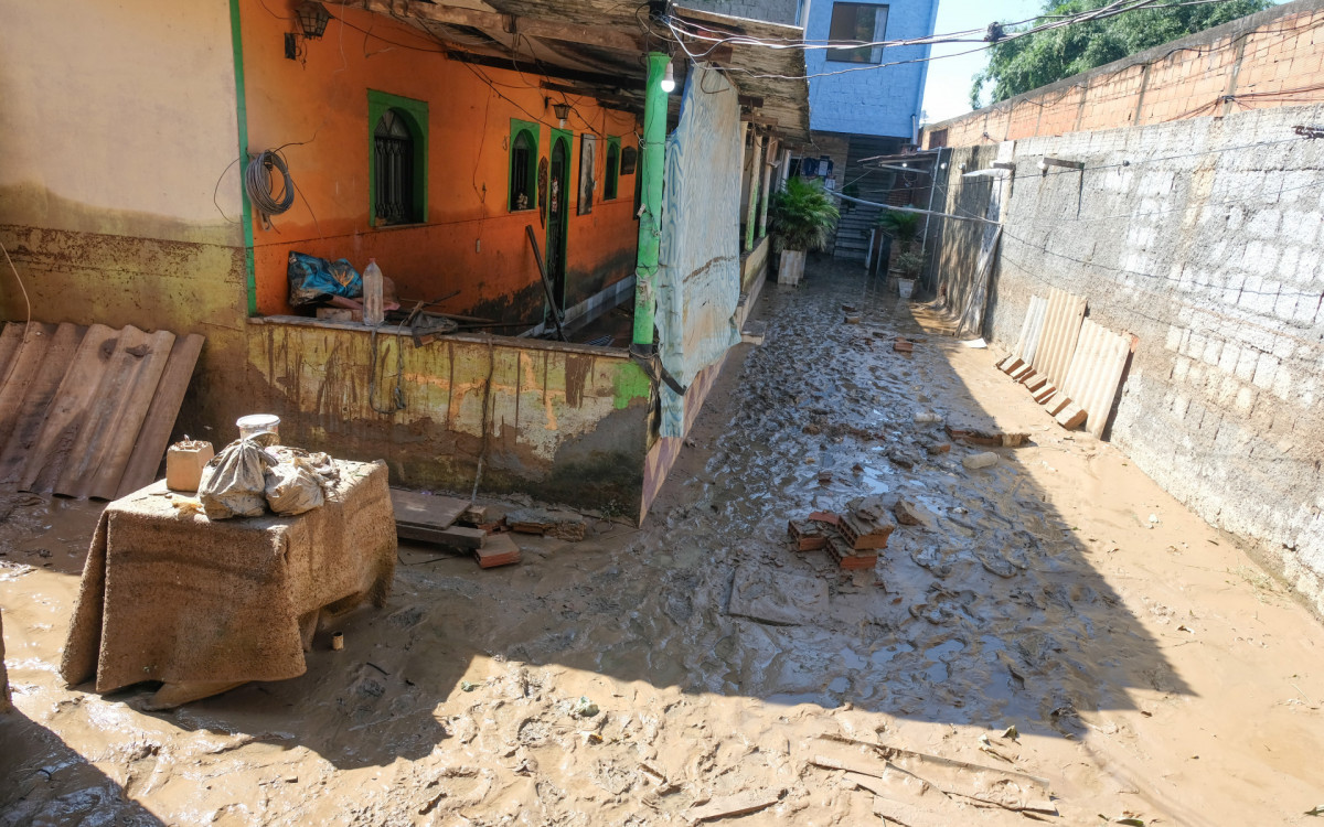Munic&iacute;pio de Belford Roxo, na Baixada Fluminense, foi uma das cidades mais atingidas pela chuva neste fim de semana 
