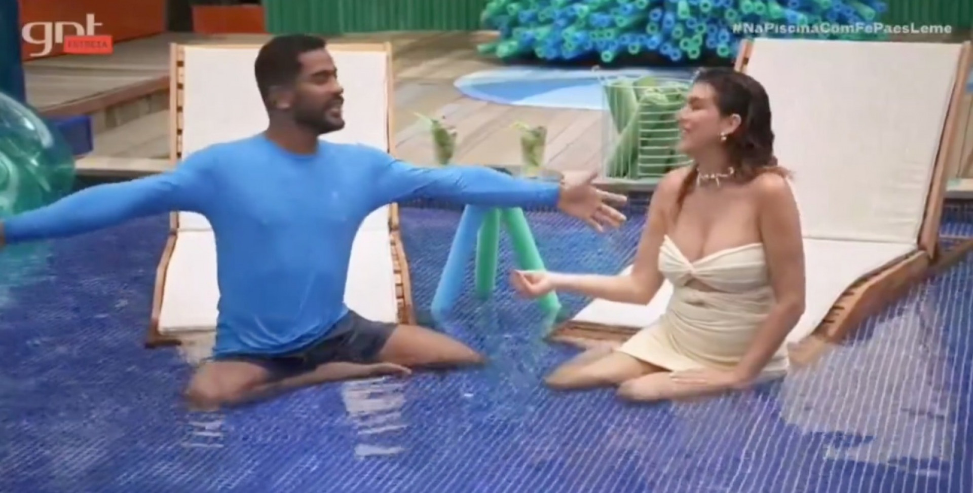 Samuel de Assis reflete sobre relacionamento aberto no programa de estreia do 'Na Piscina com Fe Paes Leme', da GNT - Reprodução