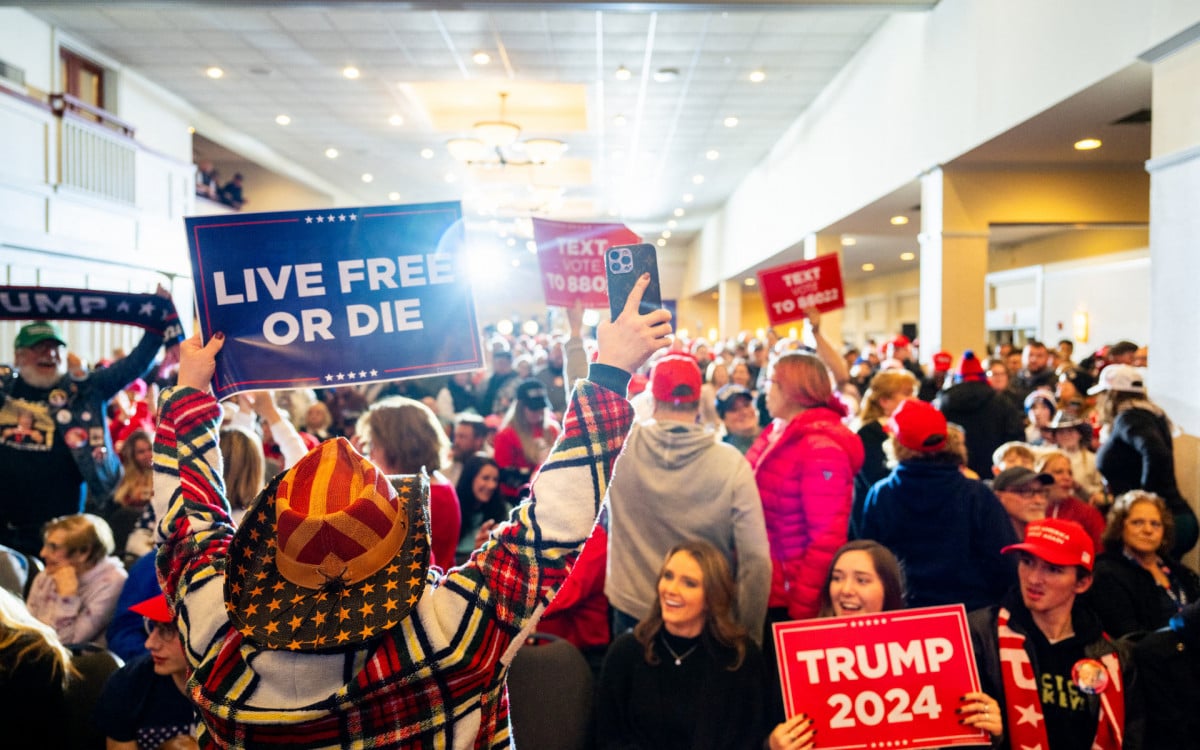 Público recebe Donald Trump em New Hampshire - Brandon Bell/AFP