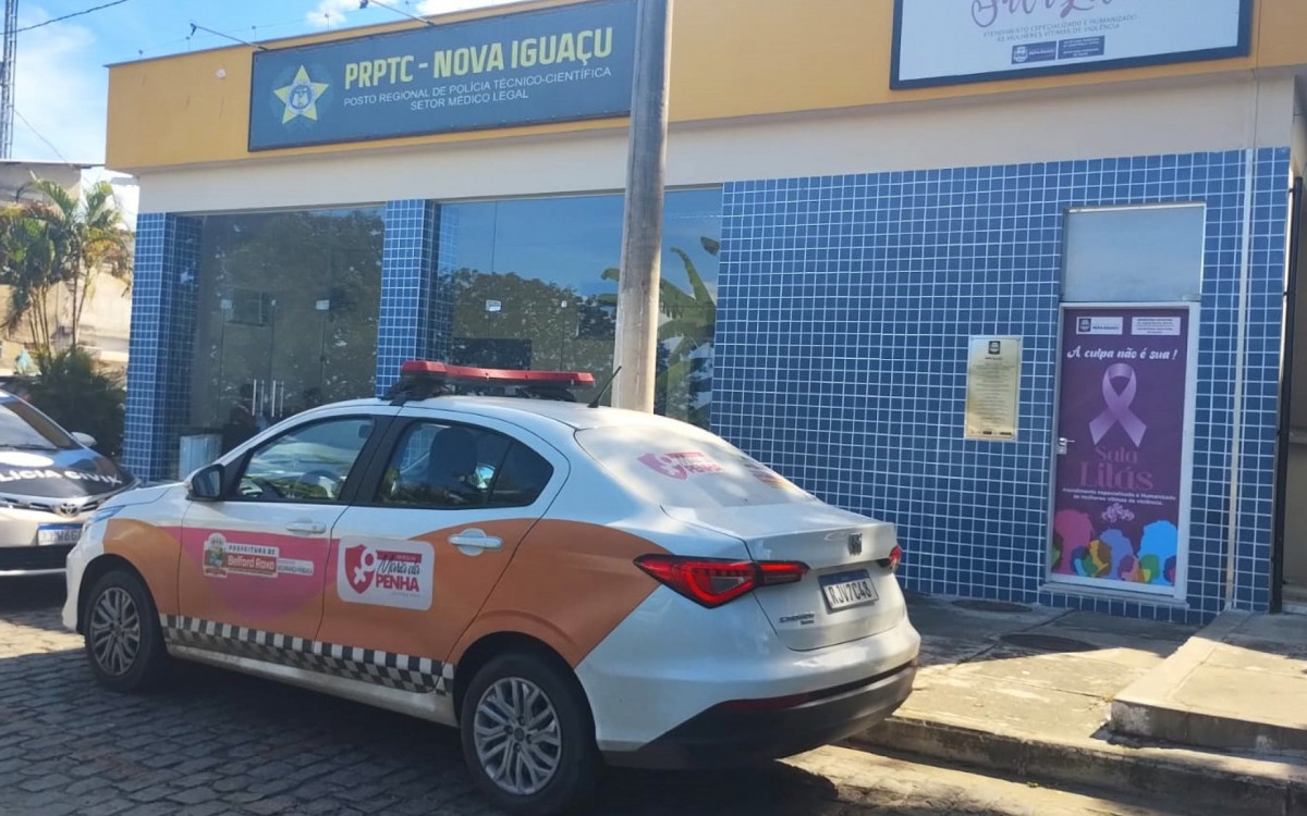 A senhora agredida foi levada por pela viatura Maria da Penha para fazer exame de corpo de delito