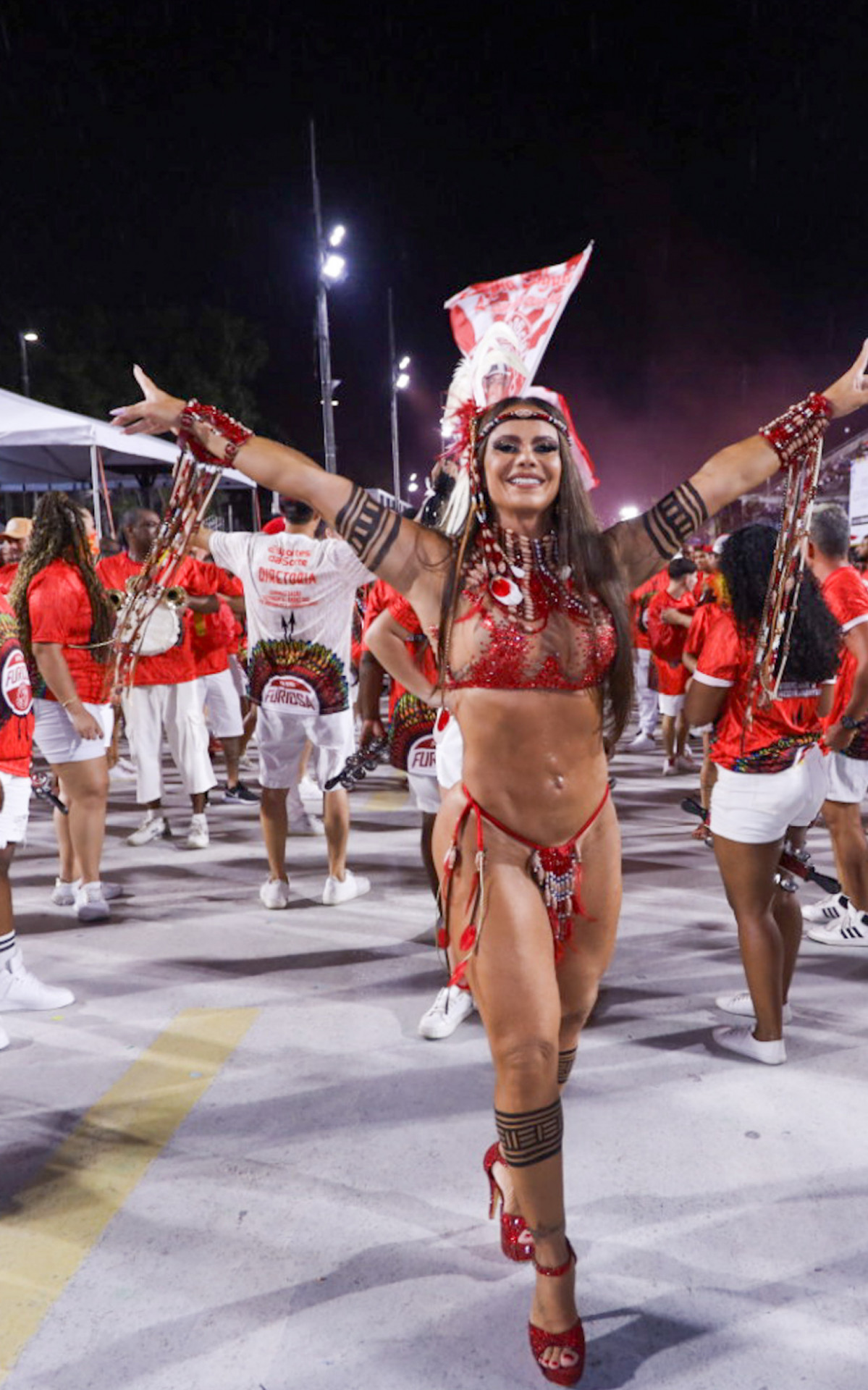 Viviane Araujo durante ensaio técnico do Salgueiro, realizado na noite de domingo