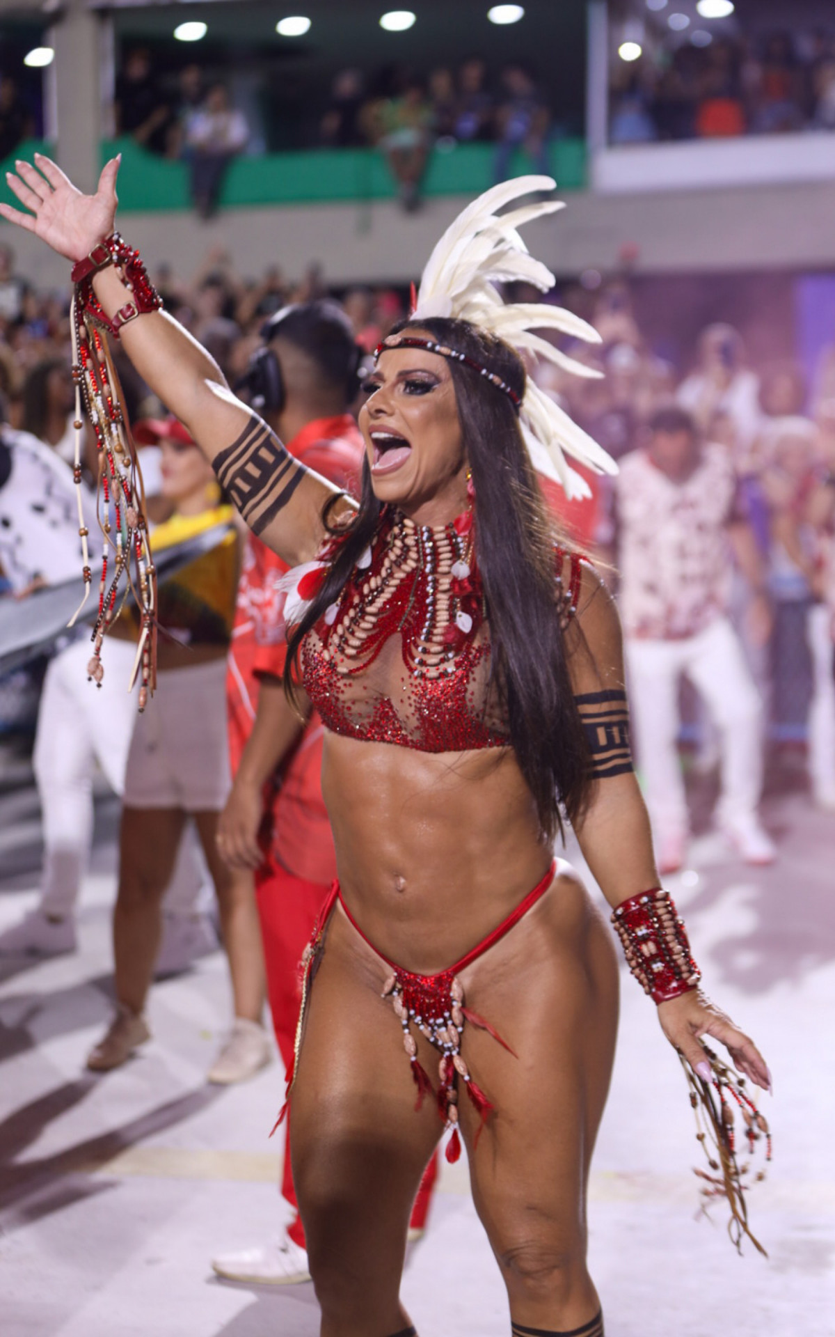 Viviane Araujo durante ensaio técnico do Salgueiro, realizado na noite de domingo