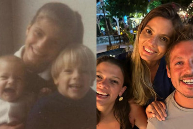 Fábio Porchat se une às irmãs para recriar fotos da infância: 'Fofoluxo'