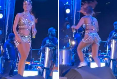 Vídeo: Anitta sai correndo do palco após fã invadir show em São Paulo