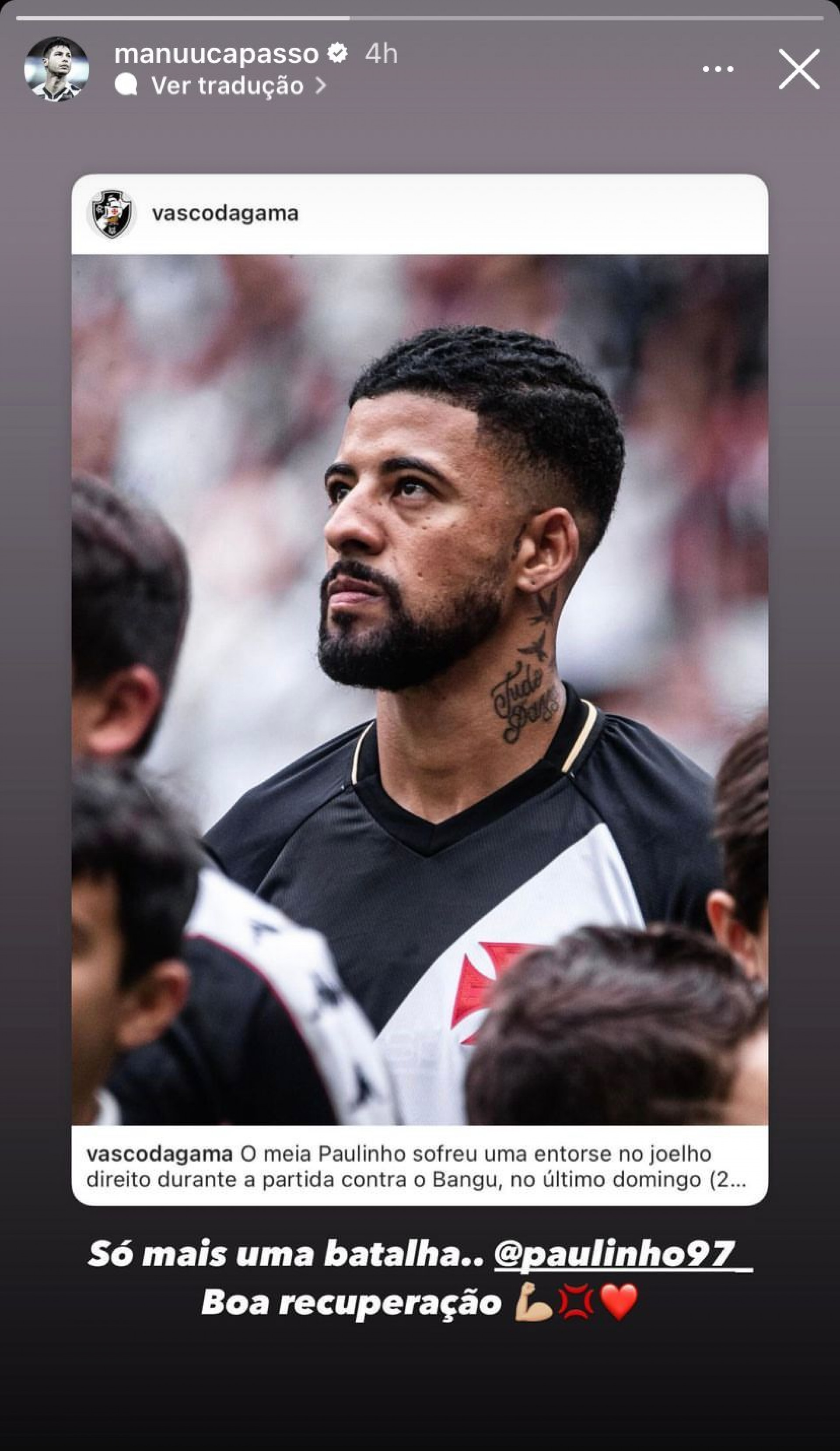Mensagem de Capasso para Paulinho - Foto: Reprodução/Instagram